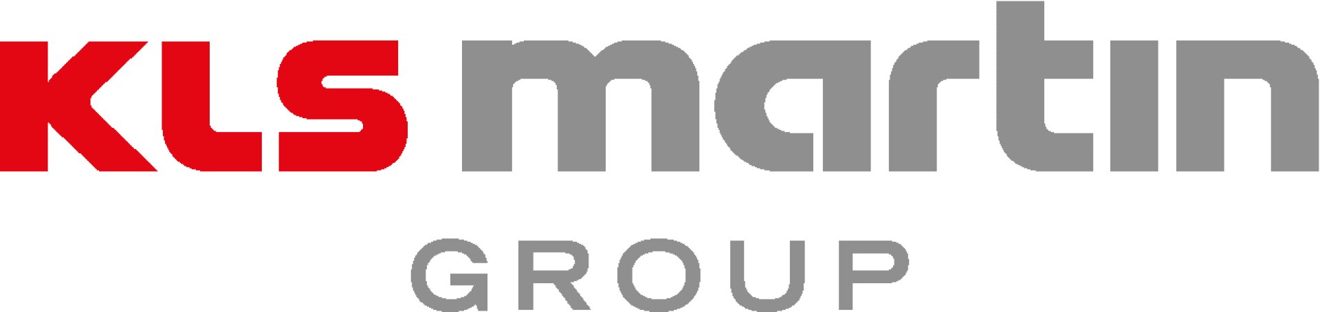 Das Logo der KLS Martin Group zeigt KLS in fetten roten Buchstaben, Martin in grauen Buchstaben und GROUP darunter in kleineren grauen Großbuchstaben.